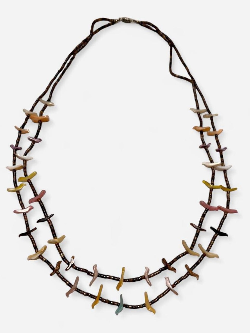 Vintage Southwestern Native American Inspired Bird Fetish Double Strand Necklace